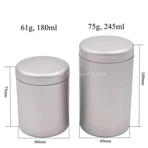 

Pure Titanium Tea Caddy Airtight Canister 180ml 61g / 245ml 75gl Matte Surface No-plating Anit-corrosion for Travel