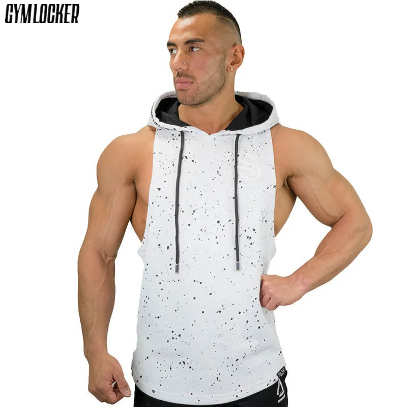GYMLOCKER мужские толстовки без рукавов модные с капюшоном Бодибилдинг мужская