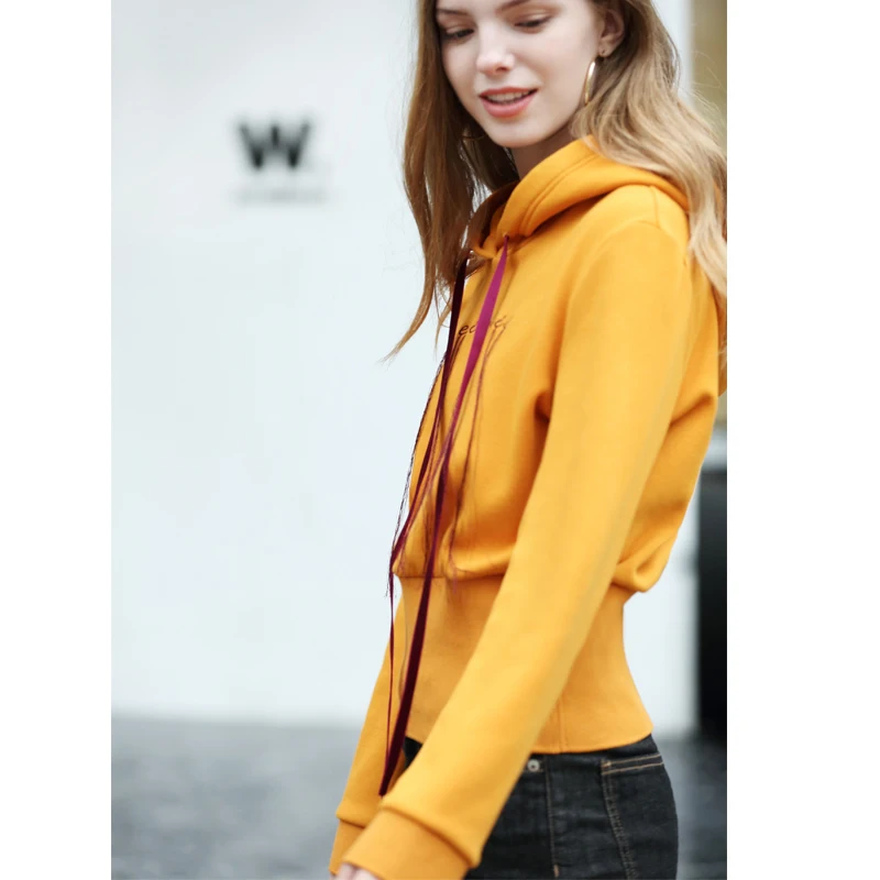 Female Chic Amii Women Sweatshirts yellow Casual 2019 Pullovers black Green Embroidered Autumn Beige Hoodies Sweatshirt dark Letter Tassels 44zXwq
