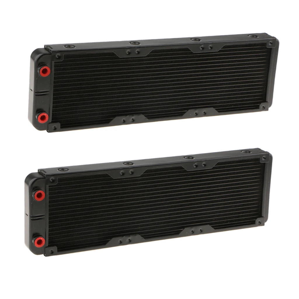 2xPC Radiator Water Cooling Row 18 Pipes for CPU Heatsink 360mm Thread mouth