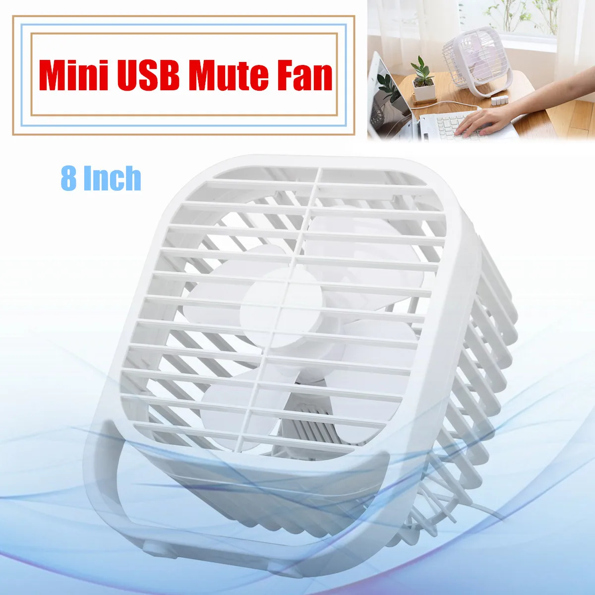 

8 Inch Mini USB Ultra Mute Fan Four-Leaf Fan Portable Powerful Cooling Desk Fan 5V 3W Desktop Office