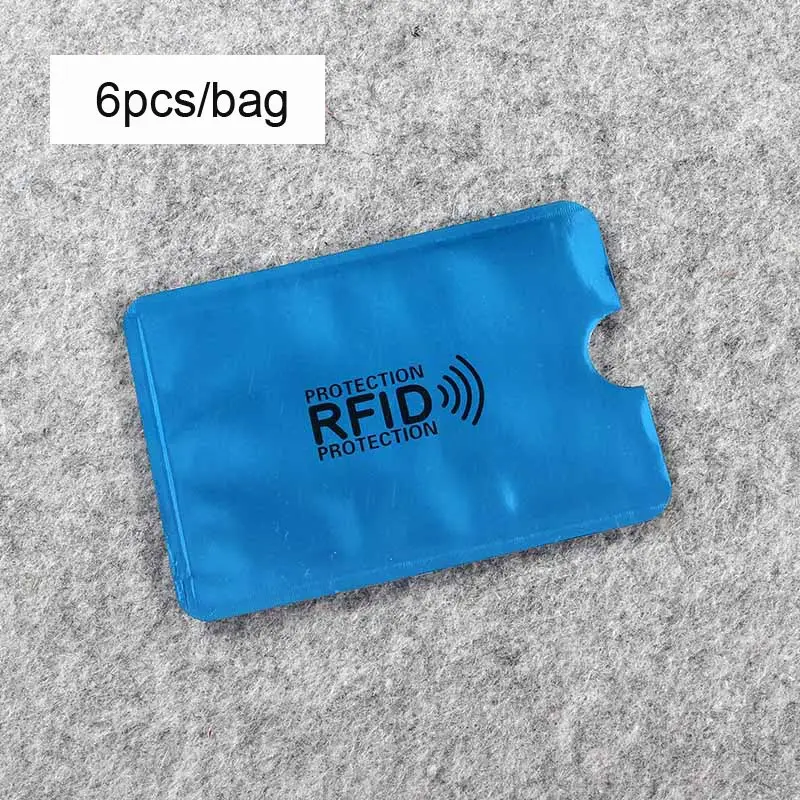 6 шт Цвет/сумка Анти Rfid кошелек Блокировка ридер замок банк держатель для карт банковская карта защита металлический кредитный держатель для карт Алюминий - Цвет: B