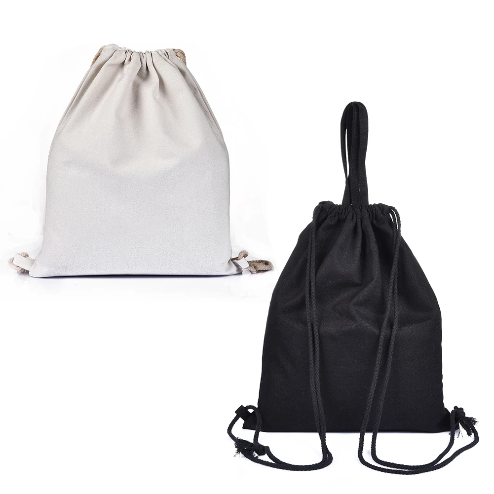 

32*40 cm Black/White Storage Bags Backpack For Girls Canvas Drawstring Beam Port Back Travel Shoes Storage Bags