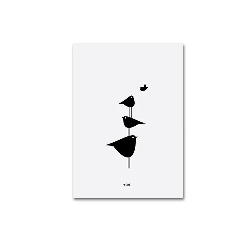 Минималистичный черно-белый Кот птицы плакат и печать холст живопись поп настенные картины для гостиной украшения дома - Цвет: pattern 5