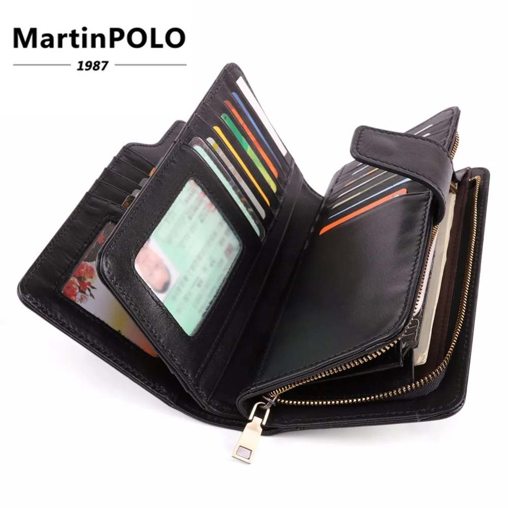 

2019 Luxury Genuine Leather Men's Wallets Long Purse Male Wallet Card Holder Clutch Bags Leather Purse Walets Phone Bags New