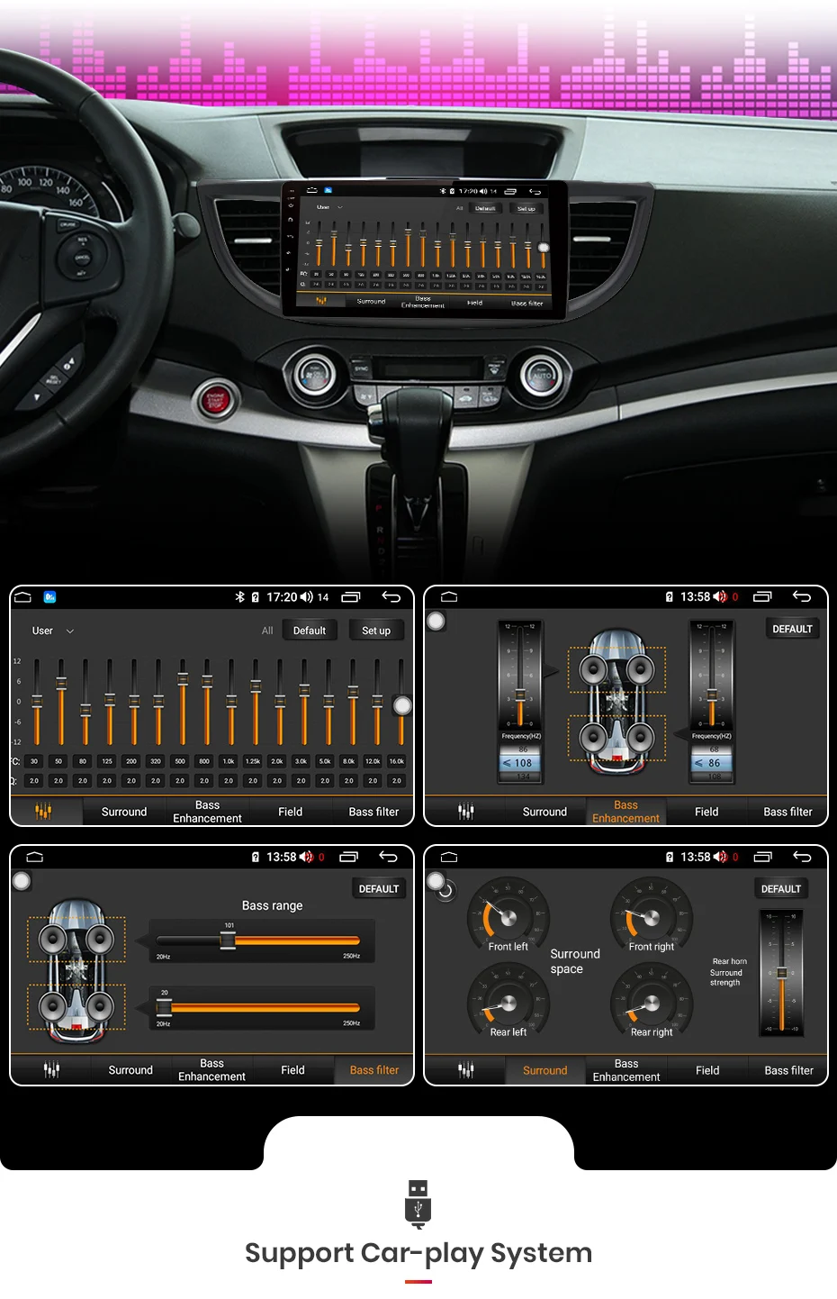 Junsun V1 pro 4G+ 64G CarPlay Android 8,1 DSP для Honda CRV 2012 2013- автомобильный Радио Мультимедиа Видео плеер gps RDS 2 din dvd