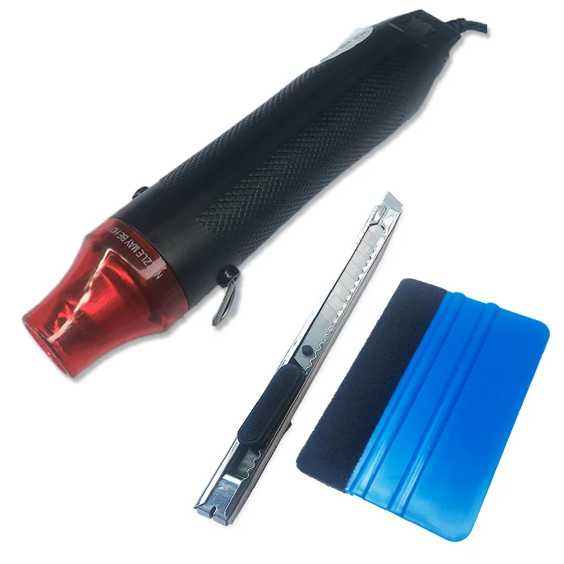  3PCS/Set Auto Car Vinyl Film Wrapping Tools Kit Electric Hot Air Heat Gun EU Plug + Car Scraper Squ
