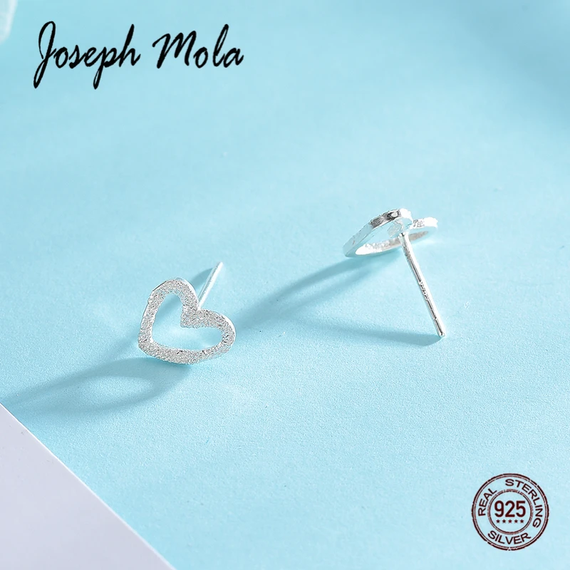 Joseph Mola 2019 женские серьги 8 мм матовое сердце серебро 925 пробы гвоздики для девочек