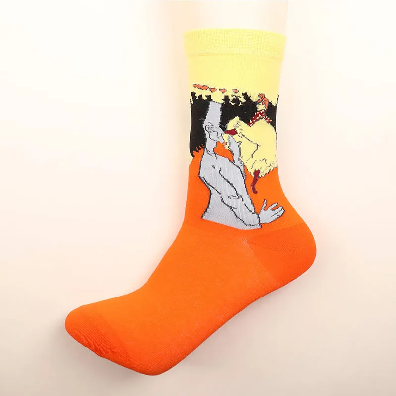 Ван Гог модные художественные носки Харадзюку, хлопковые носки с набивным рисунком для женщин и мужчин, короткие носки, новинка, забавный рисунок, милый рисунок - Цвет: r01-1-4