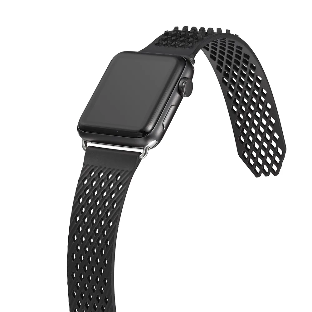 Тканый силиконовый спортивный ремешок для Apple Watch band 44 мм 38 мм 42 мм 40 мм iwatch series 5 4 3 2 плетеный резиновый браслет на запястье pulseira
