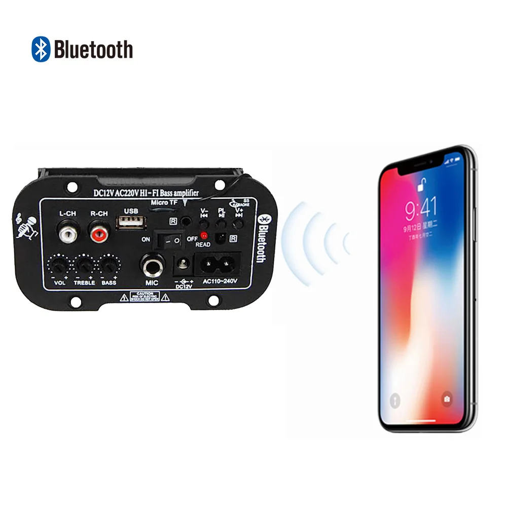 AOSHIKE HIFI Bluetooth сабвуфер мощность Усилители звука доска Amplificador 12V220V с S5S6 микрофон DIY