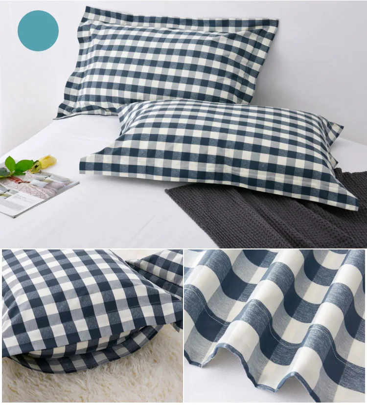Blue-white plaid Хлопковый Рождественский чехол для подушки с реактивными красителями, наволочка для подушки 48*74 см, несколько цветов, чехол для подушки, домашняя спальная подушка, чехол - Цвет: Blue-white plaid