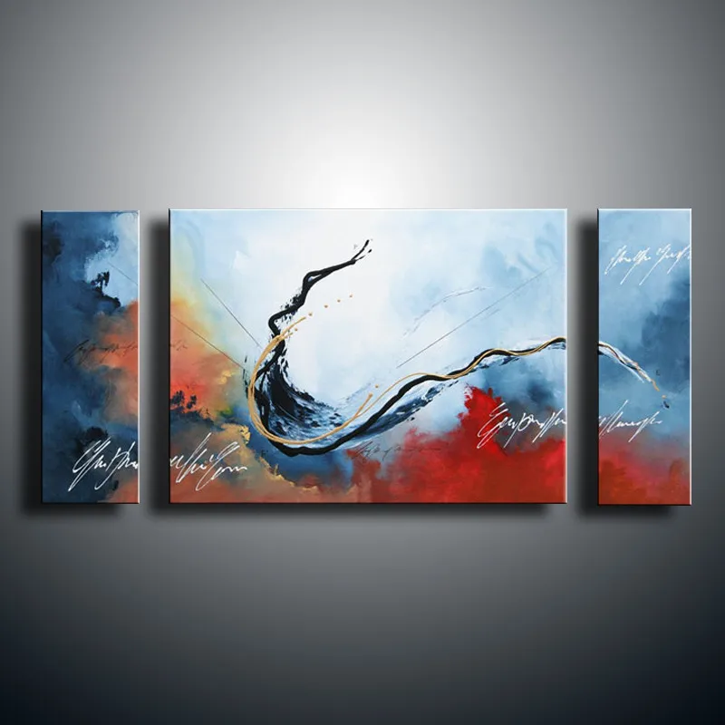 

Hand Painted Abstract Wave Acrylic Paintings Hand Painted Graffiti Seascape Oil Painting Home Decor Wall Art 3 Panel Pictures