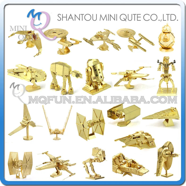 

Piece Fun 3D Laser Cut DIY Assembly Models Golden Metal Puzzle star wars star trek Tie Fighter Xwing BB8 Adult educational toy