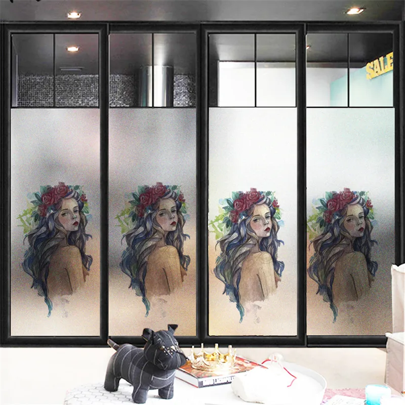 Бесплатный Индивидуальный размер декоративная стеклянная оконная пленка без клея непрозрачные матовые наклейки на Окно Фольга девушка Ванная комната Спальня XK16