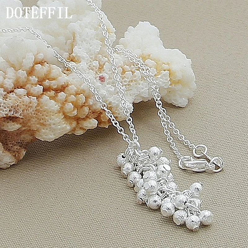 DOTEFFIL серебро 925 пробы 18 дюймов цепочка замороженный виноград бусы Подвеска