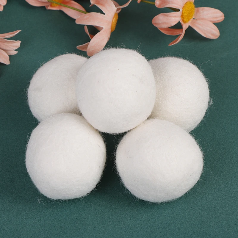 

5-pack wool dryer balls natural fabric virgin reusable softener laundry 5cm