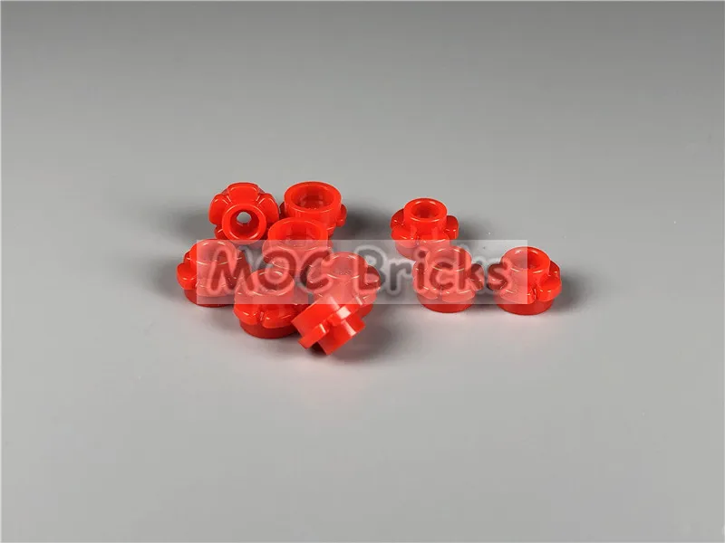 

200pcs\lot MOC Bricks DIY Red Plate, Round 1 x 1 with Flower Edge (5 Petals) fit with 24866 building blocks Toys kids gifts