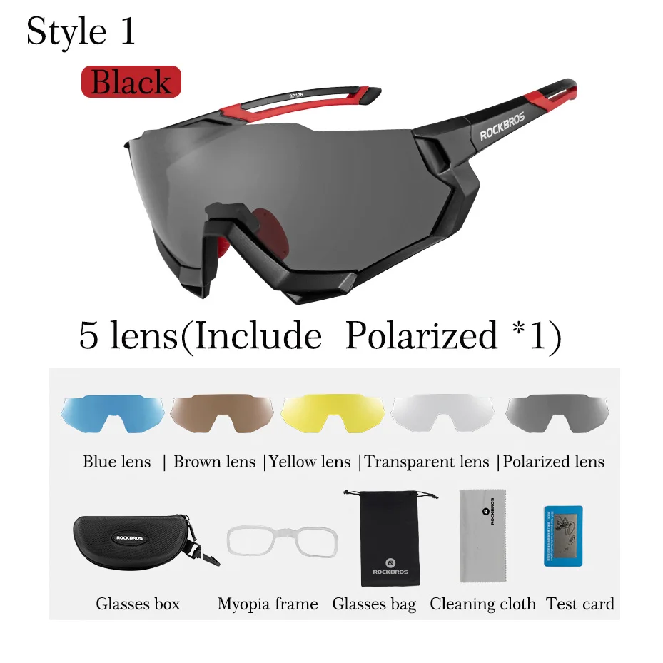 ROCKBROS фотохромные поляризованные велосипедные очки, очки для гонок, велосипеда, горного велосипеда, езды на велосипеде, рыбалки, велосипедные солнцезащитные очки для мужчин - Цвет: Black Red