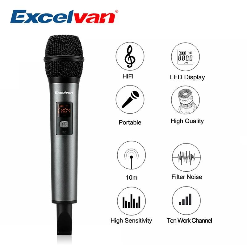 

Excelvan K18V Bluetooth Microphone Wireless With Receptor Support APP For Home Entertainment Conference Education Training Bar