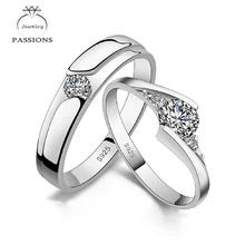 Wholesale Fashion 925 Sterling Silver Rings Open Resizable CZ diamond Lover Set Rings For Couples Women/Men Jewelry