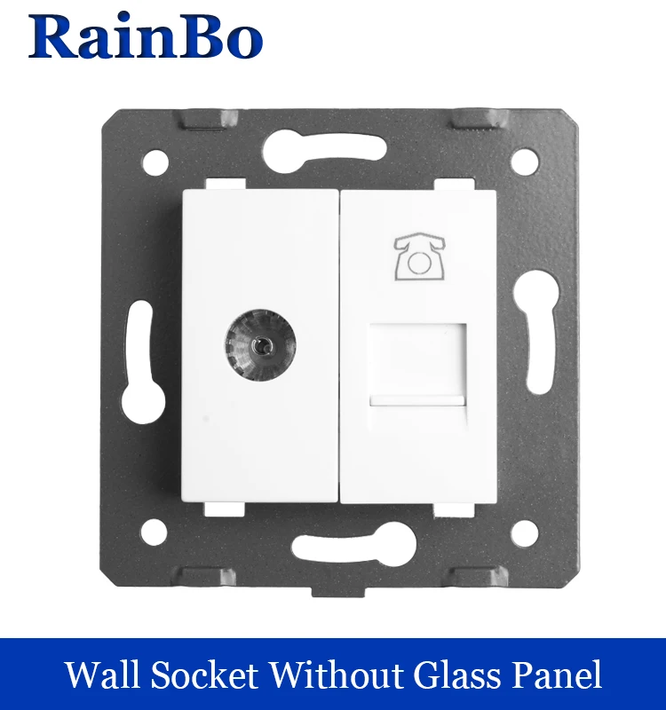

rainbo Free Shipping White Plastic Materials DIY Accessory Function Key For TV + Telephone socke EU Standard A8TVTP
