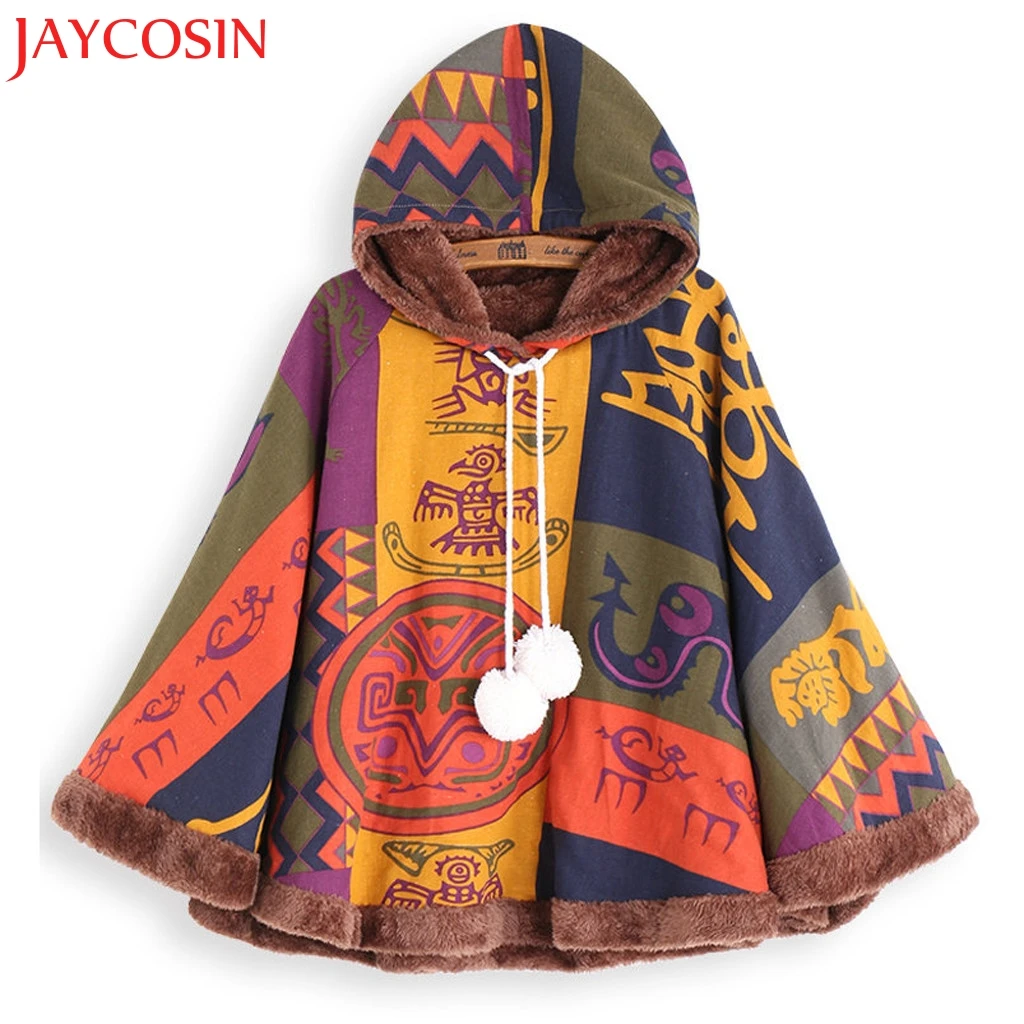 Женский плащ пончо JAYCOSIN винтажный с капюшоном на шнурке Прямая поставка 22|Пальто|
