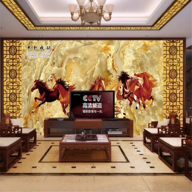 Custom wallpaper 3d murals horse to success HD Dali jade TV background wall  decoration painting wall papers home decor wallpaper|Wallpapers| -  AliExpress