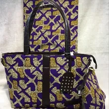 Elegante africano Cera Tela Hecha Bolso de Compras Bolso de La Mujer de Nigeria Y DF-410 Cera Tela Set Precio Al Por Mayor El Envío Libre