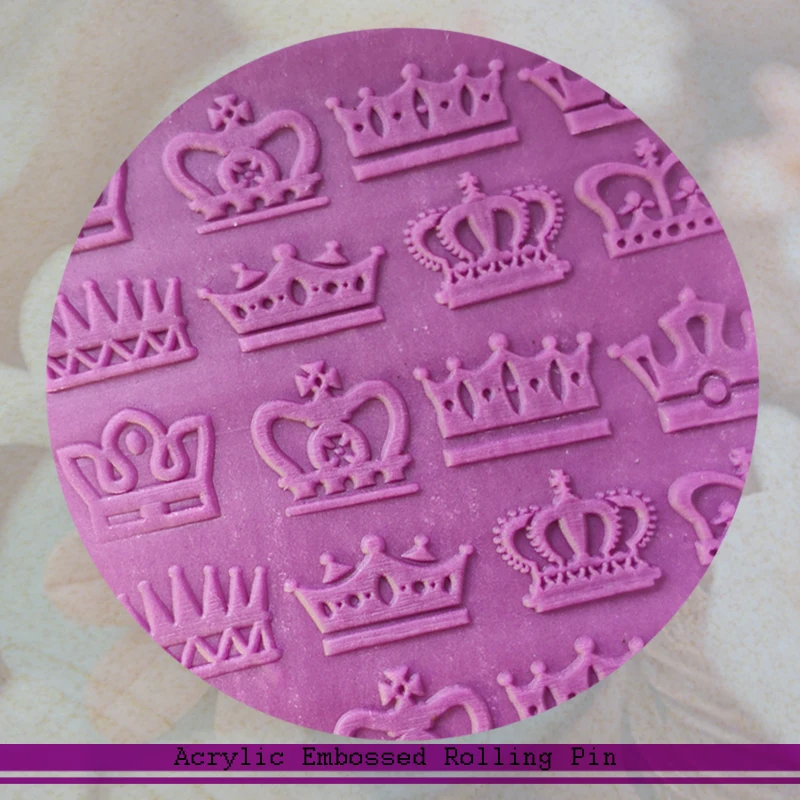 1 Piece King Crown Acrylic Textured Embossed Rolling Pins Kitchen