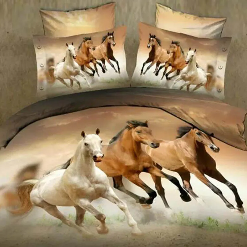 

Horse Comforter Bedding Sets King Twin Queen Size Family Bed Cover Luxury Duvet Cover Set Quilts Bed Sheet on Elastic Bedspread