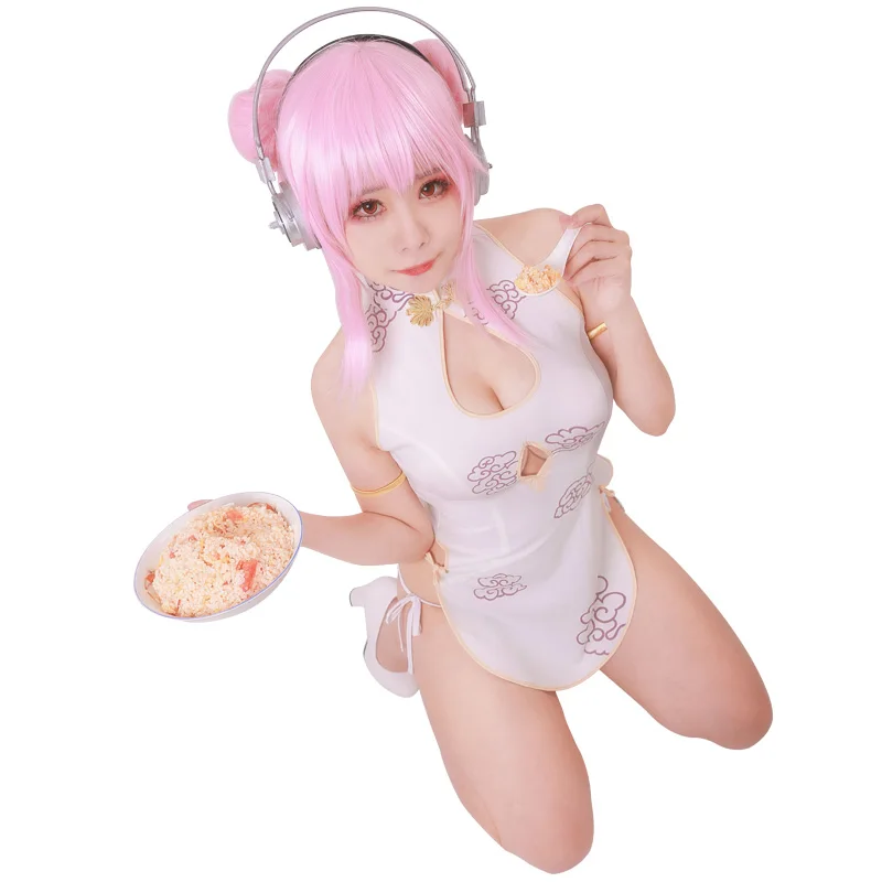 2018 Горячая Аниме Супер Sonico Косплей SUPERSONICO Костюм Cheongsam женское сексуальное нижнее