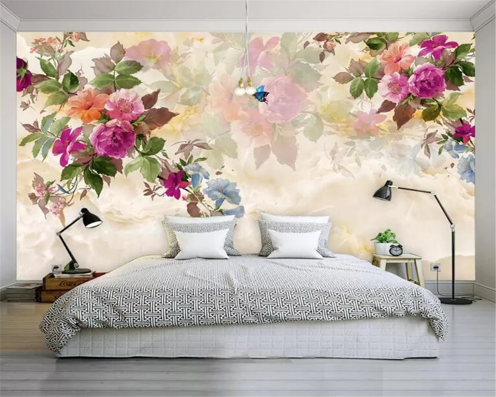 beibehang 3D photo wallpaper marble hand-painted peony flower mural bedroom living room sofa TV background wall 3d wallpaper beibehang 3D photo wallpaper marble hand-painted peony flower mural bedroom living room sofa TV background wall 3d wallpaper