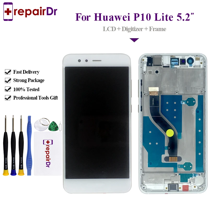 

5Pcs Original LCD For HUAWEI P10 Lite Display Touch Screen Digitizer For Huawei P10 Lite LCD Screen With Frame P10 lite Display