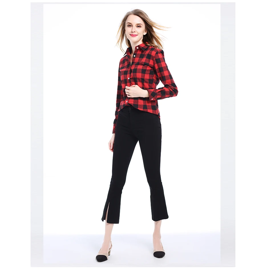 Women's Classy Plaid Flannel Shirt Cover Model Show 3