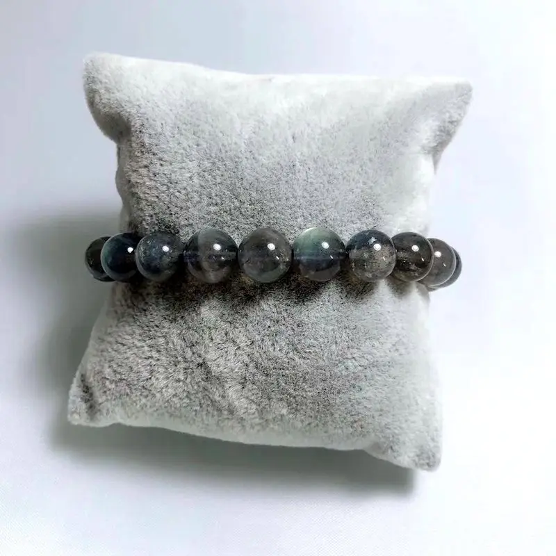 

Natural Gray Blue Labradorite Glitter Stone Elastic Bead Bracelet Size 8 mm 9 mm Available for Men's and Women's Jewelry