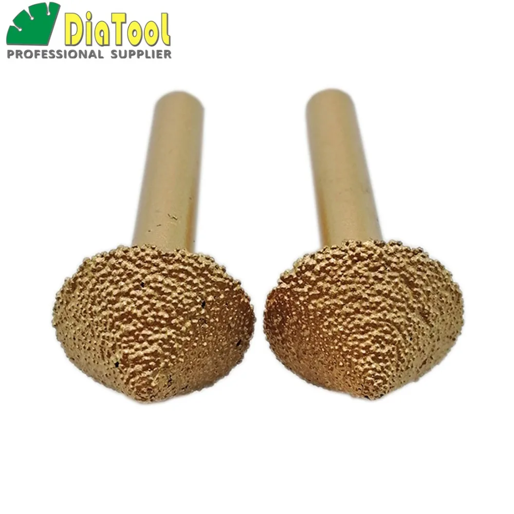 2pcs 3D CNC vacuum brazed diamond engraving bits for stone, Max diameter 20mm, 90degree, 6mm shank