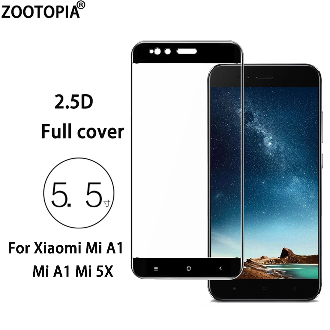 2.5D полное покрытие экрана протектор для Xiaomi Mi A1 Закаленное стекло пленка 5X A1Glass на
