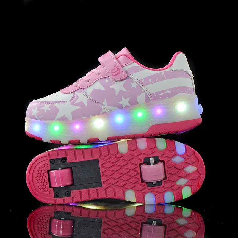 Детская обувь led heelies спортивные кроссовки с двумя колесами для мальчиков роликовые катания повседневная обувь с роликами zapatillas