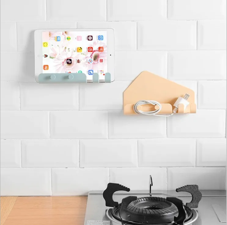New Adhesive Phone Tablet Stand Wall Mount Traceless Hook Hanger Storage Rack Holder
