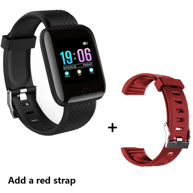 Hembeer D13 Смарт-часы для мужчин и женщин для Android IOS Телефон Водонепроницаемый трекер сердечного ритма кровяное давление кислород спортивные Смарт-часы - Цвет: black red