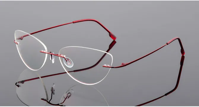 Women Cat Eye Rimless Titanium Eyeglasses myopia glasses prescription Optical Glasses Eyewear short-sighted glasses foldable