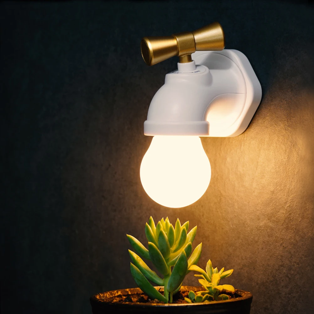 

New USB Charging Faucet Type Voice Control Mini LED Night Lamp Warm Light for Baby Bedside Lamp Rechargeable Tap Wall Lamp