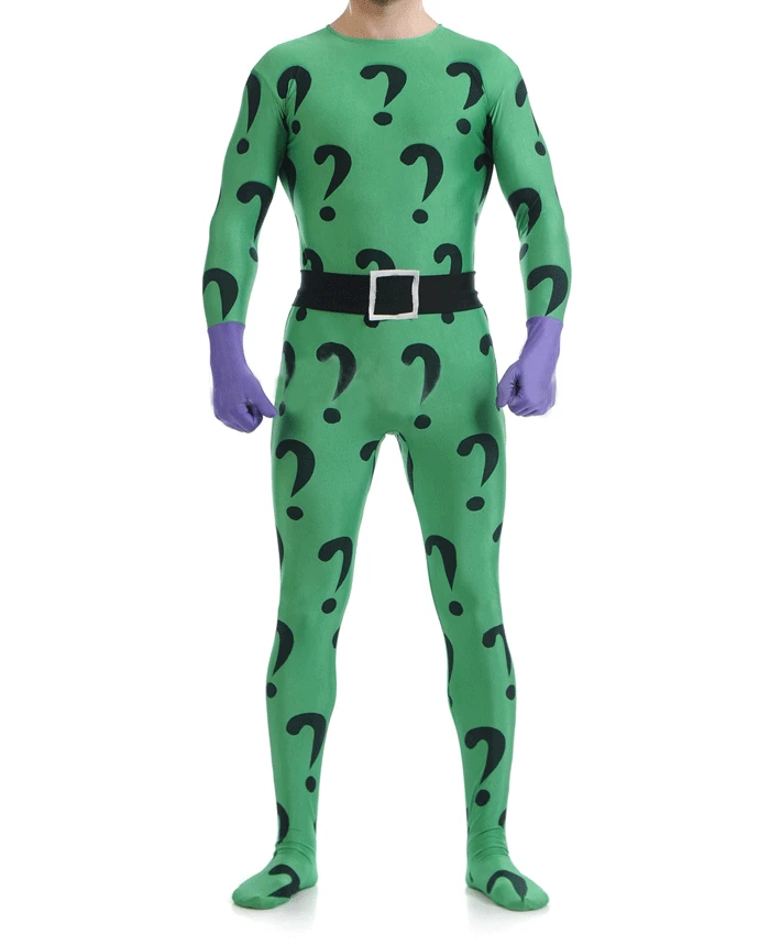 Freeshipping Groen Vraagteken Patroon Spandex Superhero Cosplay ...