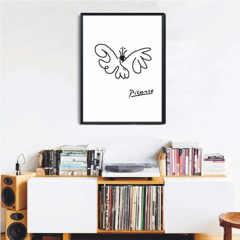 

100% handpainted oil Painting Poster Simple Stroke lines of Butterfly Picasso series Abstract Wall Pictures for Kid's room