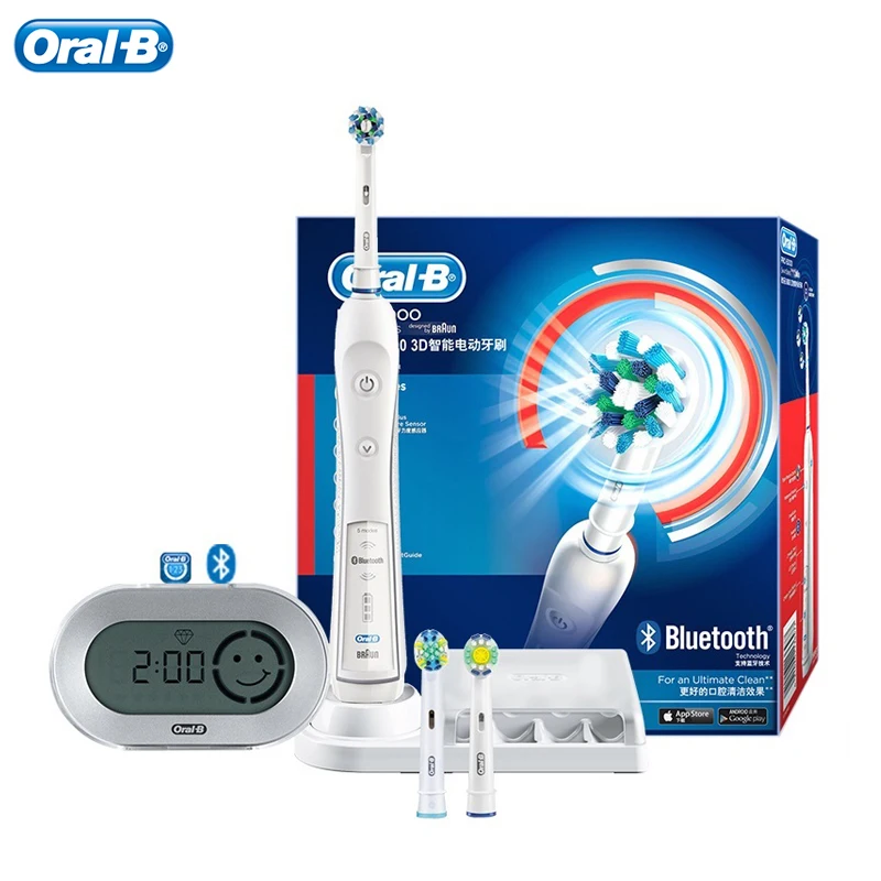 Oral B 3D Electric Toothbrush Pro6000 iBrush Bluetooth Contact to Phone Rotation & Sonic Vibration Clean 5 Modes Pressure Sensor