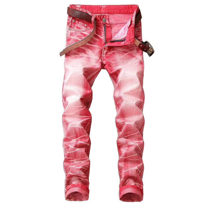 Mens Denim Pants Solid Slim Fit Colored Jeans Men Design Washed Retro Long Stretch Skinny Plus Size 42 Hombre Biker | Мужская одежда