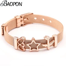 BAOPON дропшиппинг модные ювелирные изделия серебро качественная Нержавеющая сталь сетка набор из браслета с кулоном с резиновым предотвращающим Горячая