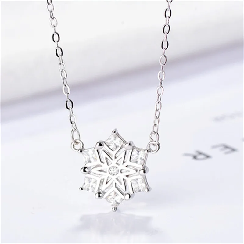 

fine 100% pure 925 sterling silver excellent workmanship snowflake chain necklace jewellery for girls