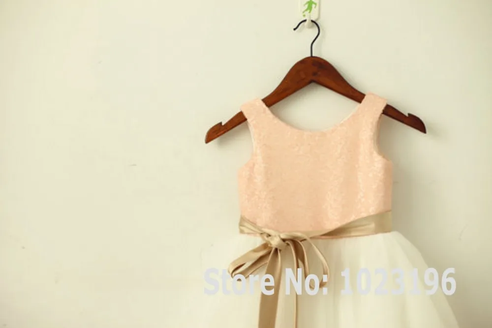 navy and rose gold flower girl dress